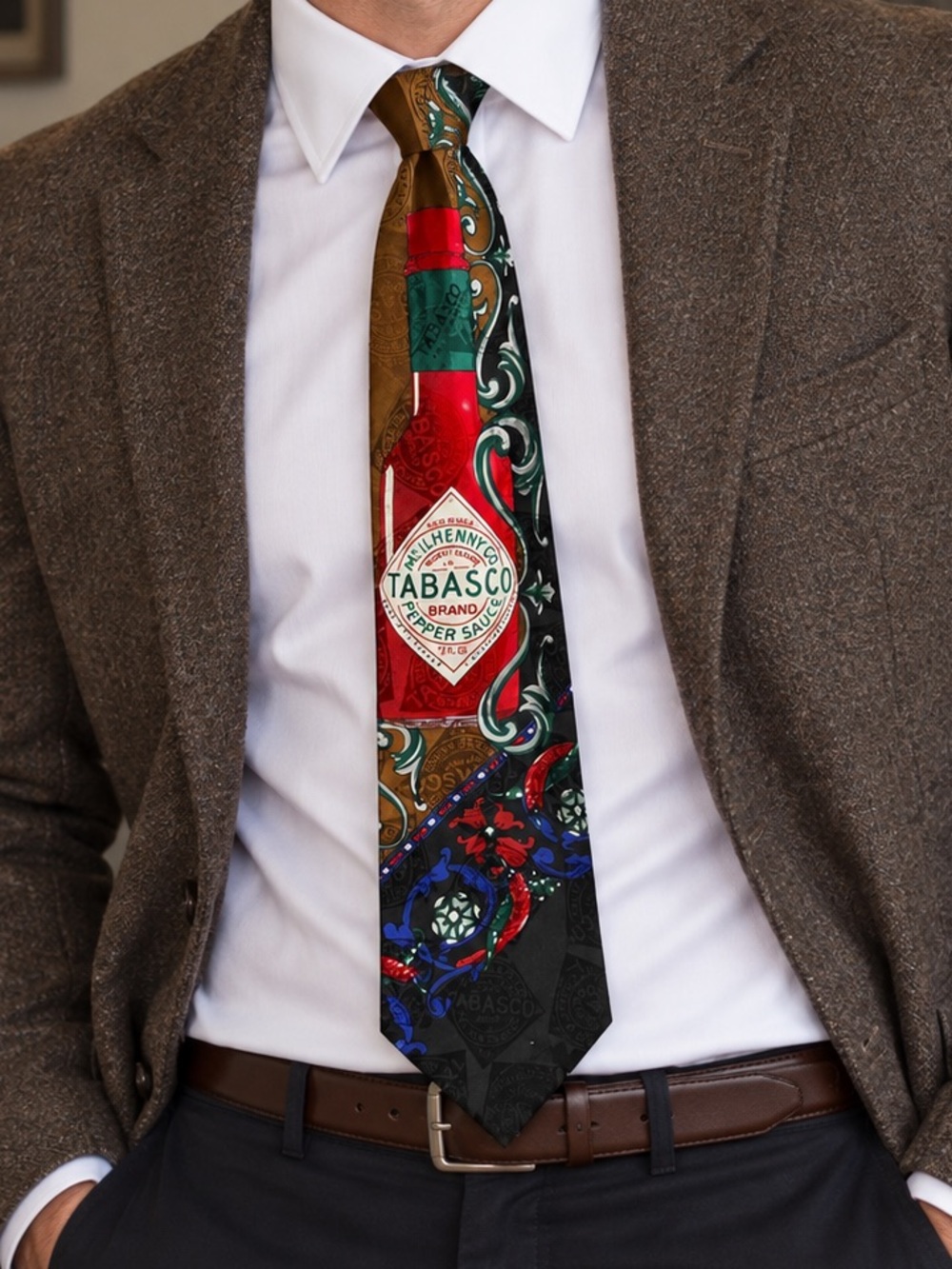 Tabasco 100% Silk Hot Sauce Novelty Men’s Tie